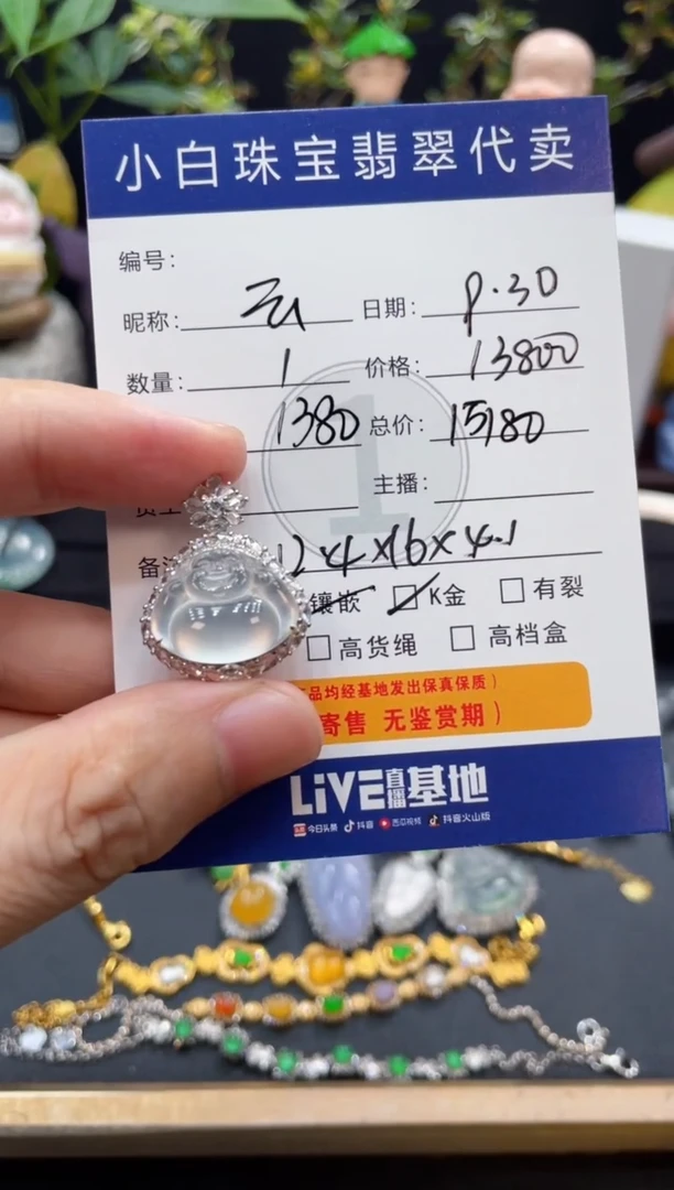 吊坠(不含链)18K金镶嵌翡翠云*吊坠