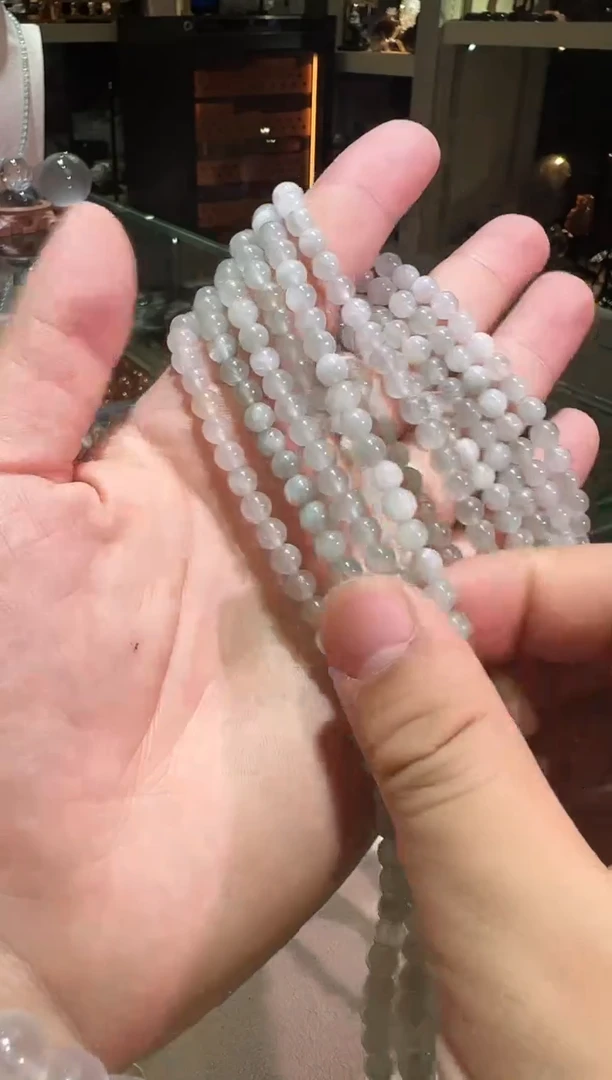 发晶手链未镶嵌5.6mm+猫眼绿兔毛三圈（多样性发一）