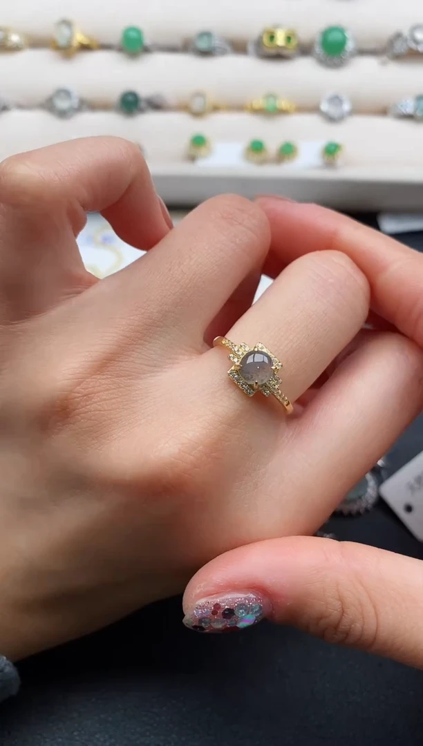 银S925镶嵌戒指翡翠7777777+3