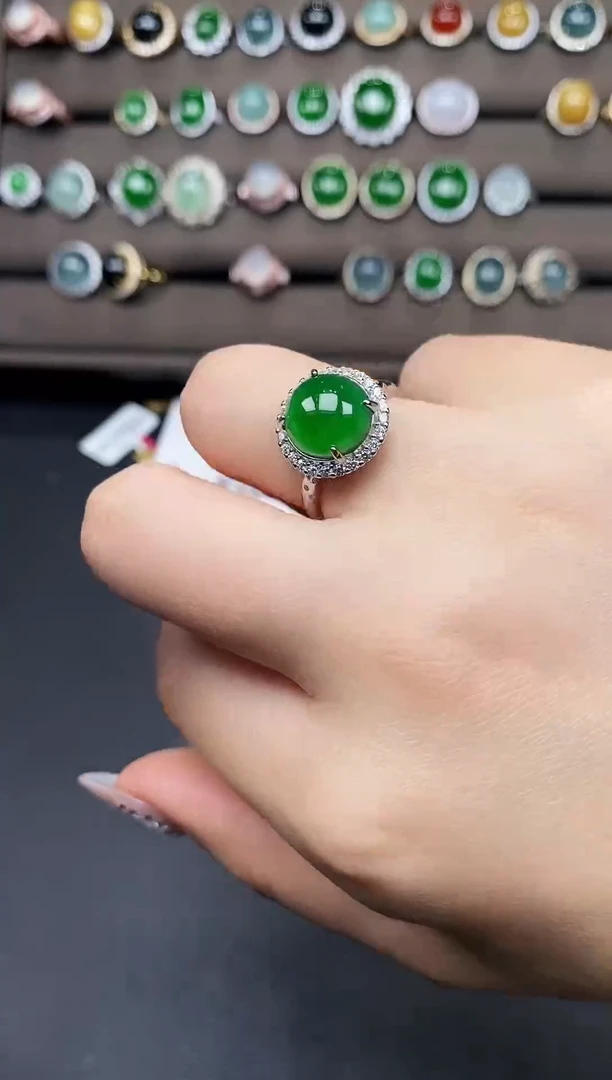 银S925镶嵌戒指翡翠111