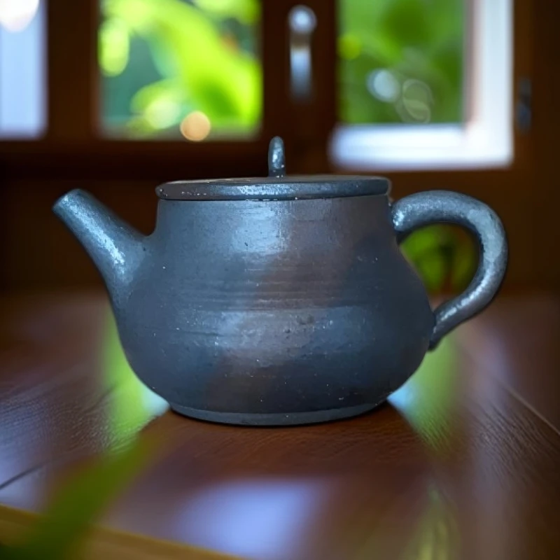 柴烧铁陶泥把把壶，可养，出彩，150毫升，纯手工