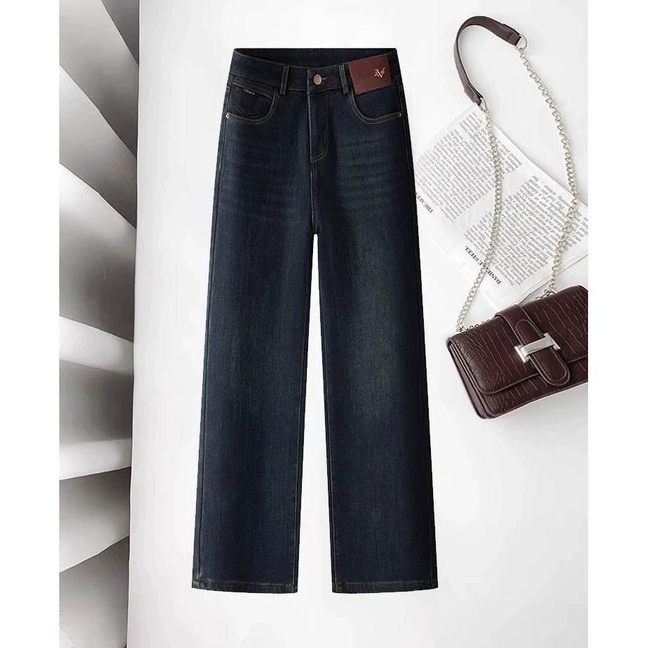 【苏苏精选】1882   复古深蓝加绒直筒牛仔裤