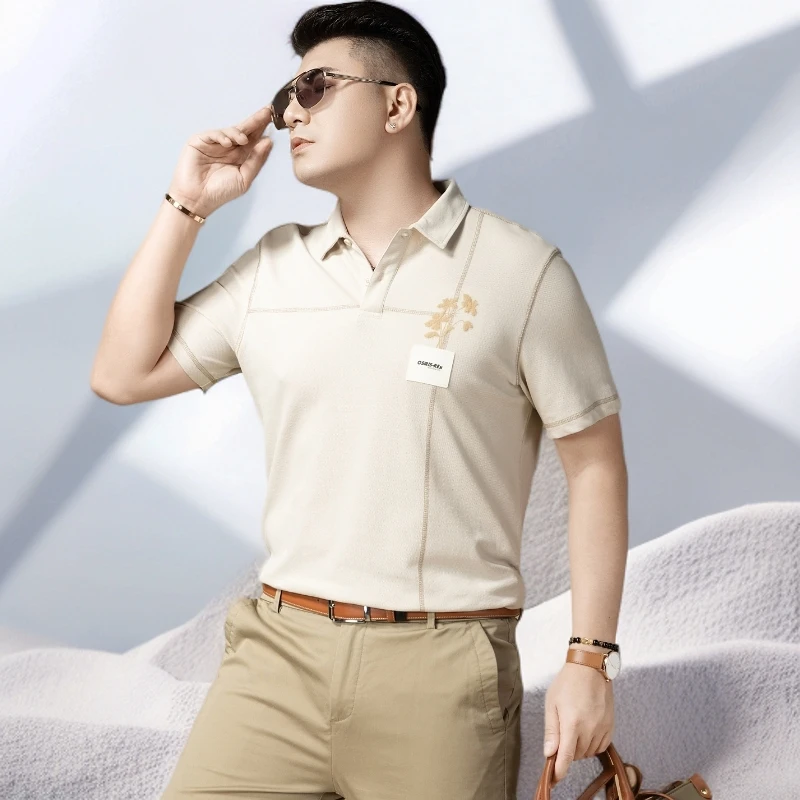 宾斯洛特时尚休闲男士短袖t恤夏季新款刺绣翻领休闲polo衫男装