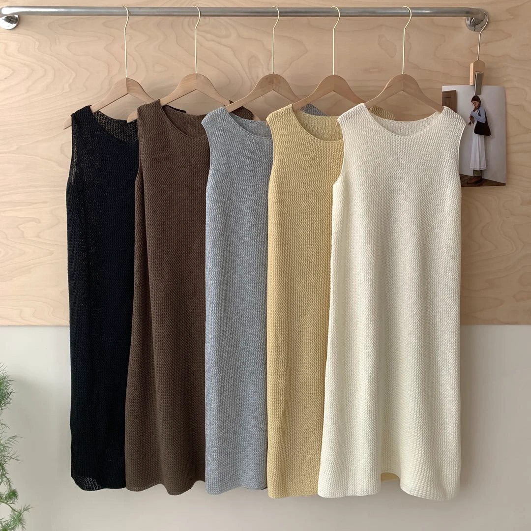 轻奢圆领气质显瘦背心裙长款