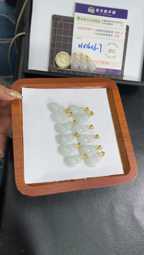 翡翠挂件银S925镶嵌葫芦FL4配绳/多样性发其一CP