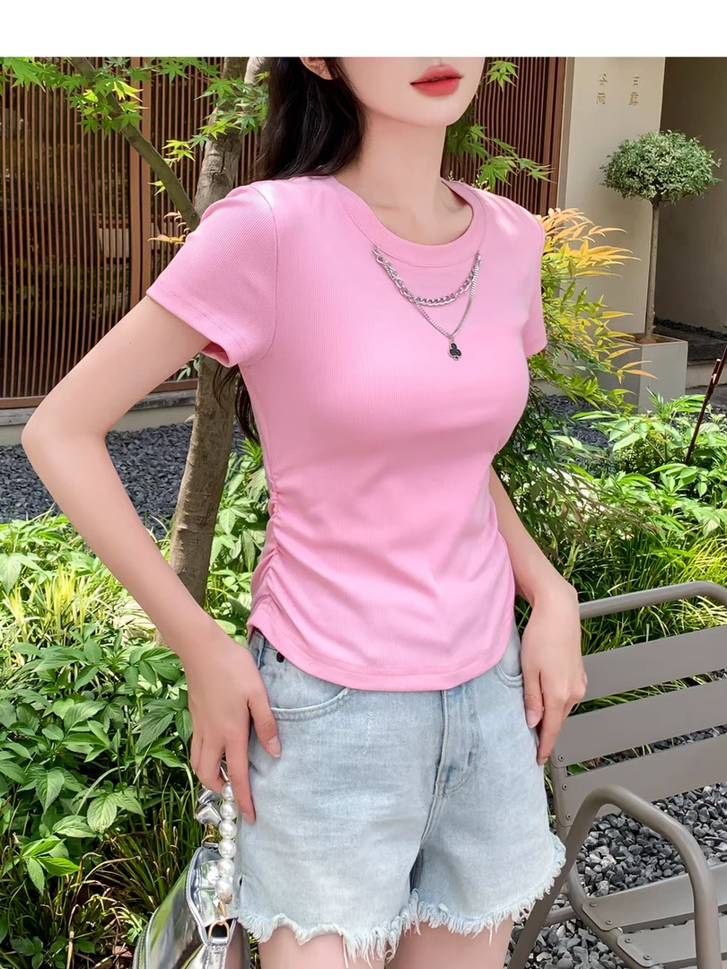 衣凡A179夏季新款后背镂空短袖