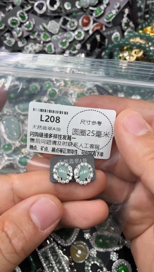翡翠未镶嵌颈饰L208耳钉