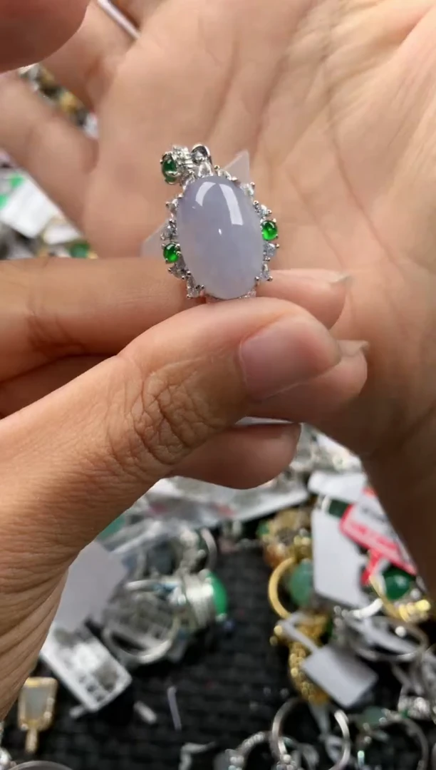 银S925镶嵌戒指翡翠222            2