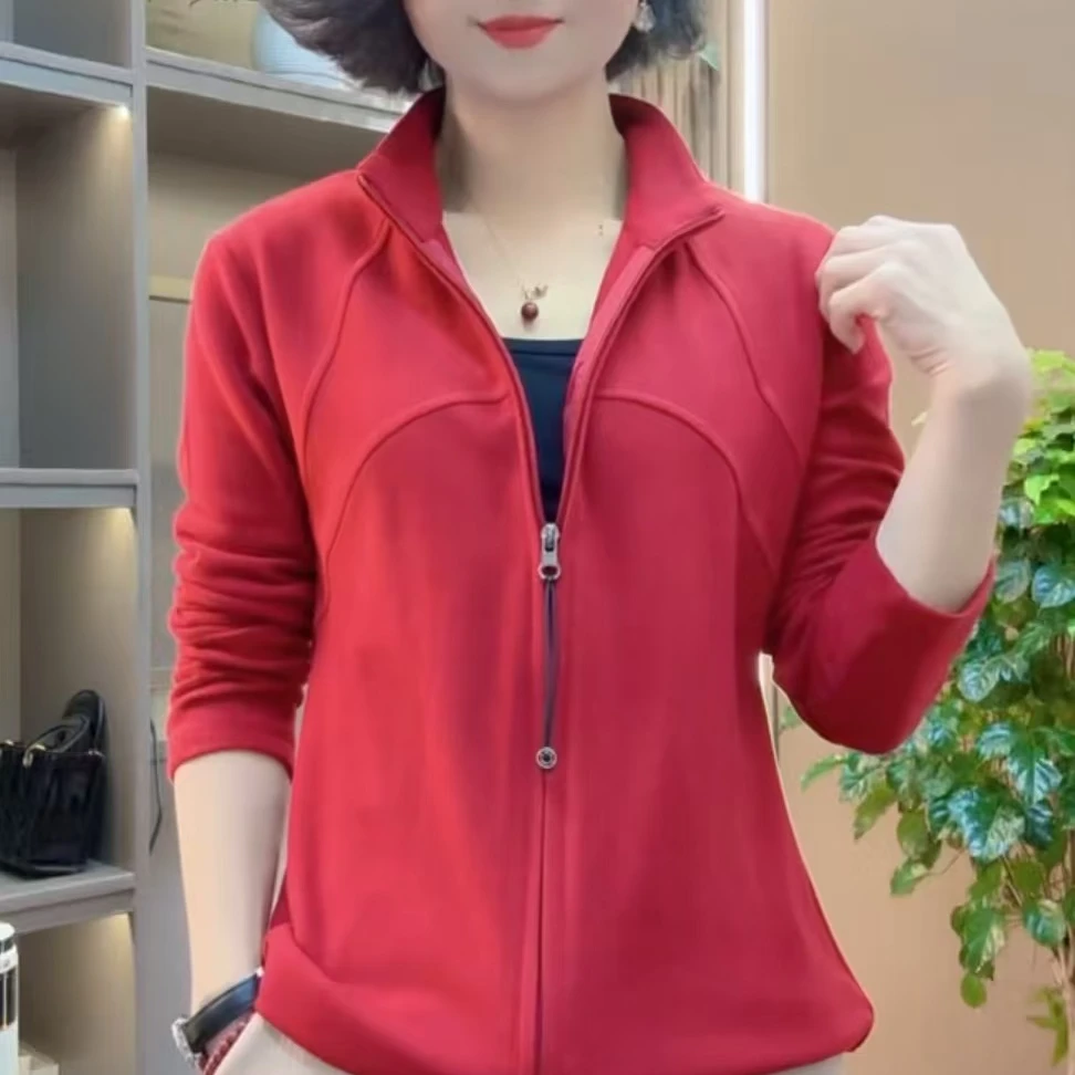 新年潮流新品纯色设计拉链半高领休闲百搭显瘦上衣7722