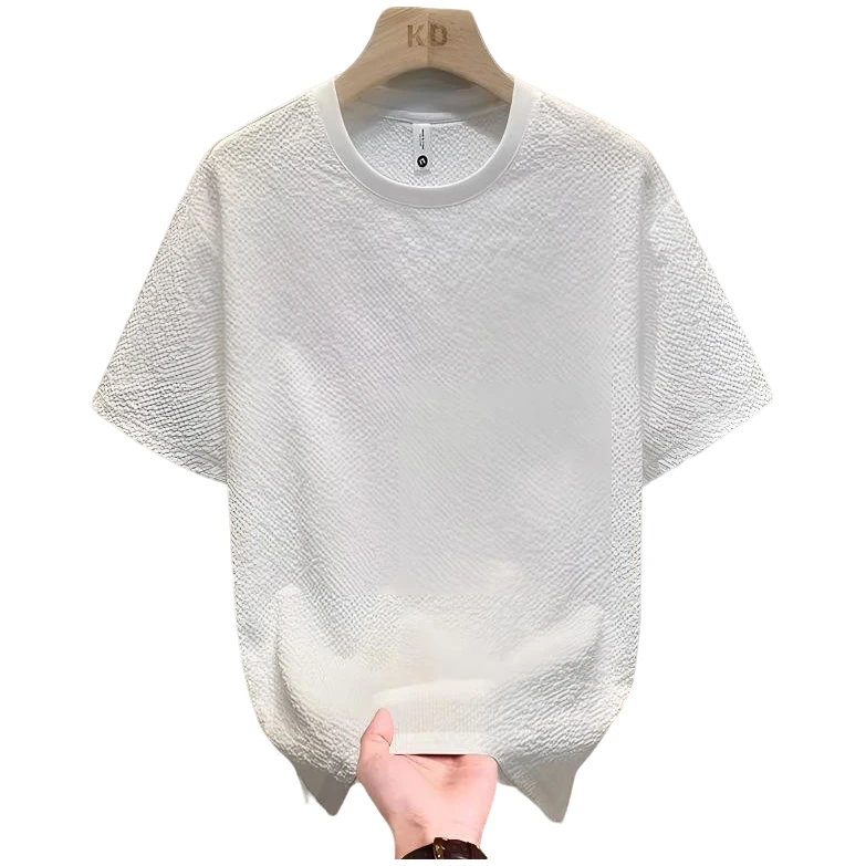 特大码300斤轻奢短袖T恤男士夏季新款冰丝高端半袖体恤百搭打底衫