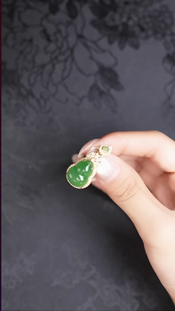 银S925镶嵌和田玉（碧玉）挂件俄碧 多样性发其1