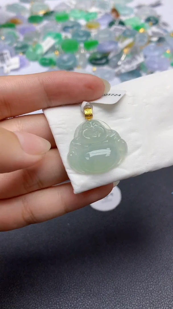 翡翠18K金镶嵌颈饰天然缅甸a货翡翠百元以上9元证书费自理