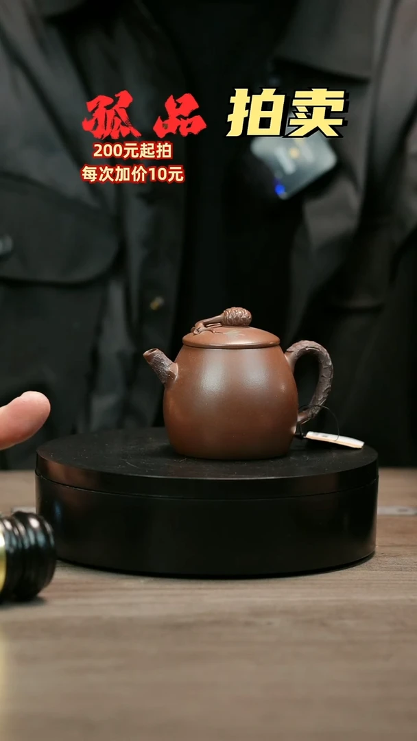 茶壶紫砂周***粥H2366赵信军底槽青堆绘松果