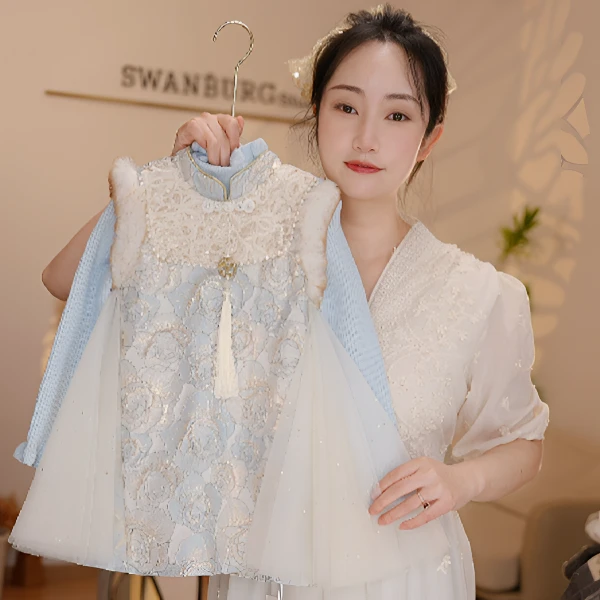 【Y.k4765】24新款女宝洋气背心裙百搭长袖女宝国潮套装中式中国风