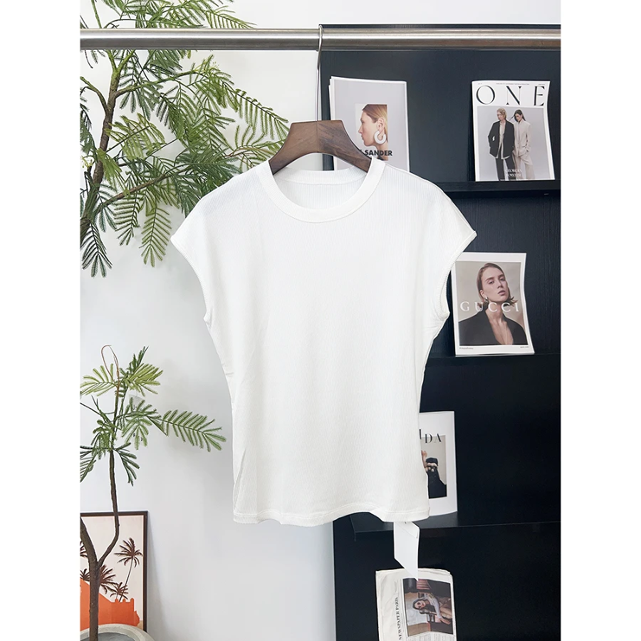 【九九专享】冰丝罗纹醋酸！小飞袖T恤上衣9FENG