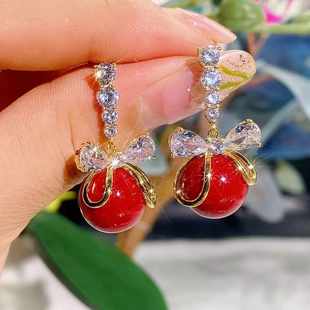 铜合金锆石耳饰 （117）新年必备精致时尚女人味十足百搭耳饰