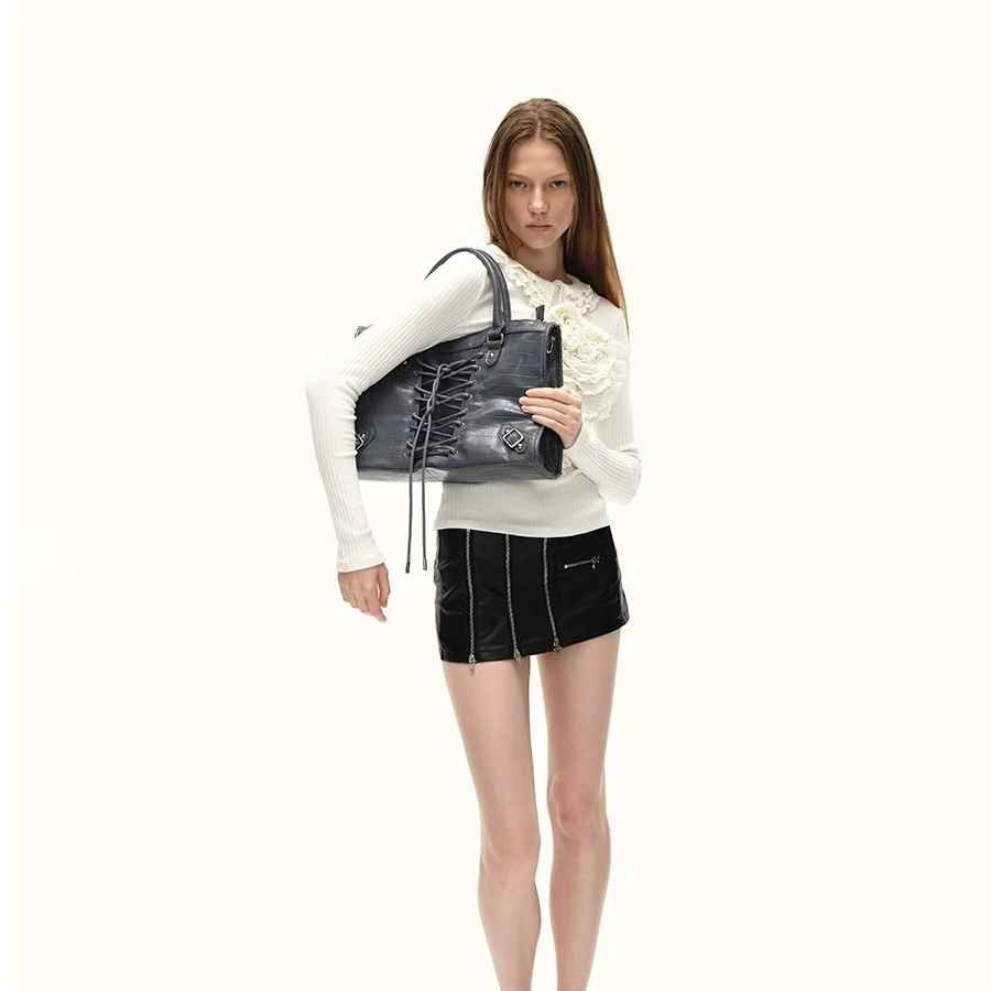 【茉舍】Dotyears 小众原创设计双面可背大容量斜挎手提包-610