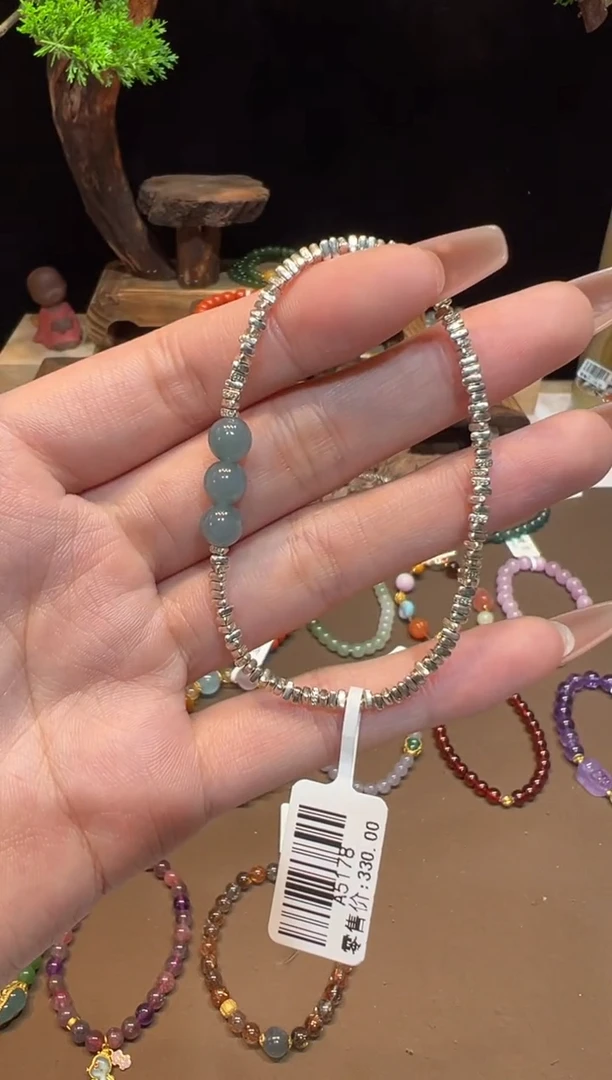 【闪购商品】翡翠手饰银S925镶嵌手饰@@A5178