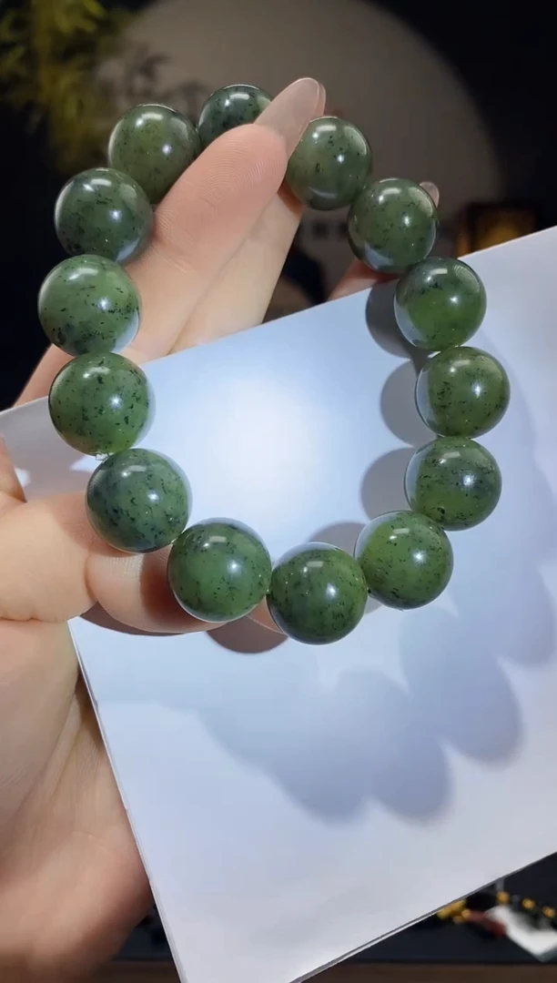 【闪购商品】和田玉1未镶嵌16mm青花圆珠手串