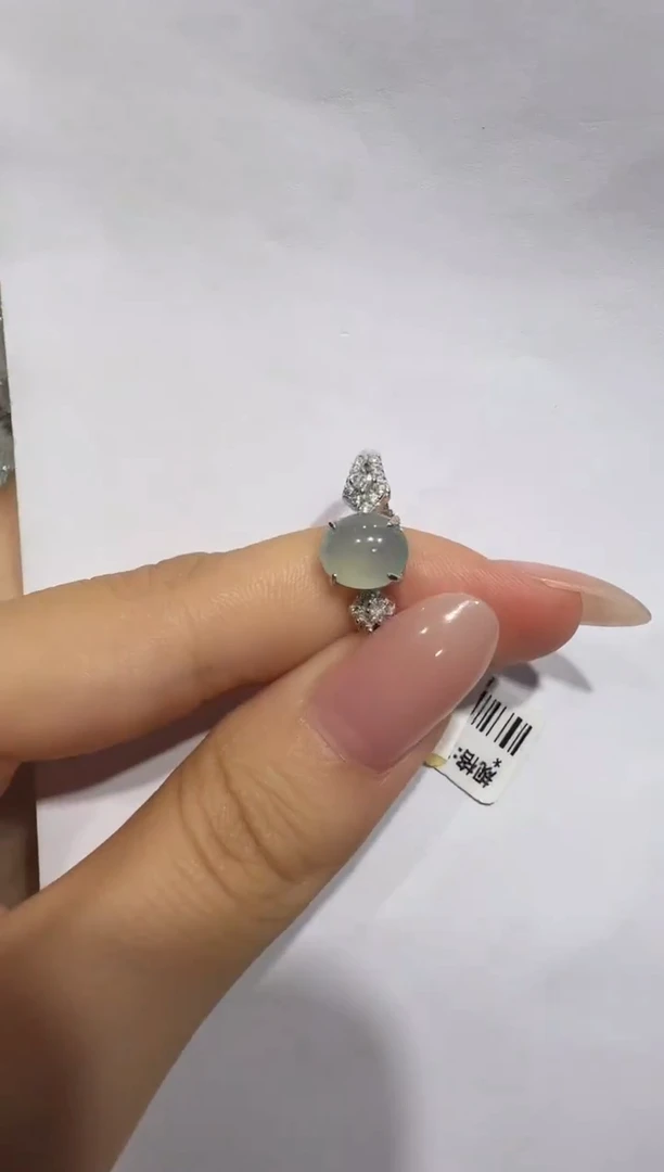 银S925镶嵌戒指翡翠925银镶翡翠戒指镶嵌77