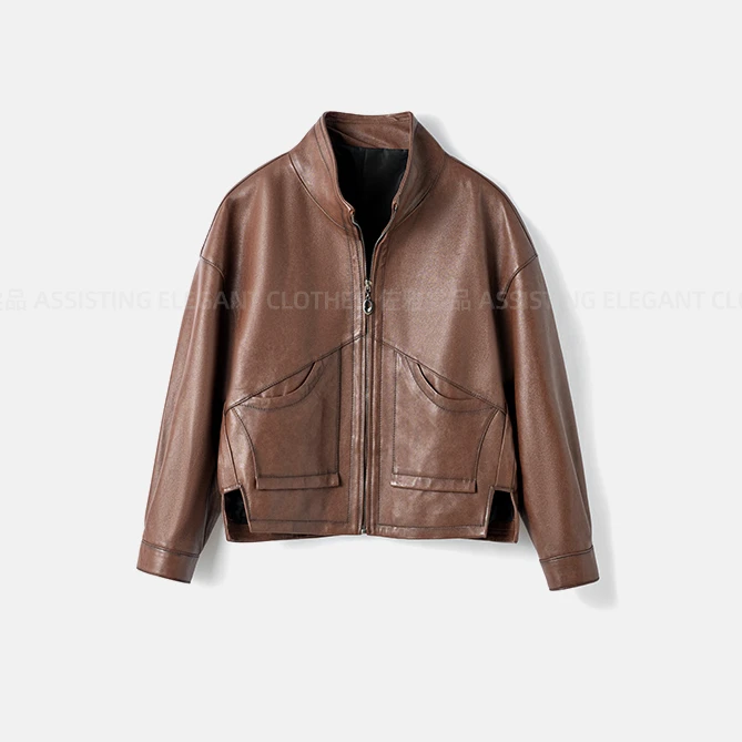 春款头层超薄全植鞣绵羊皮外套宽松休闲小众百搭皮衣