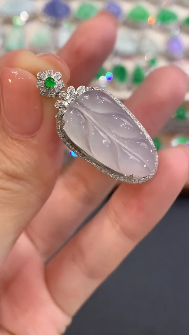 吊坠(不含链)18K金镶嵌翡翠a66