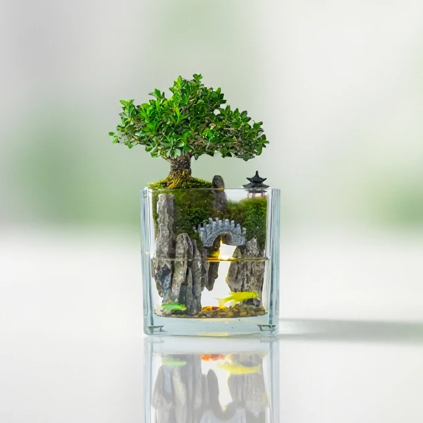 【雾隐】洞天—精选黄杨桌面山水造景真石成品真植物【尺寸：12*12】