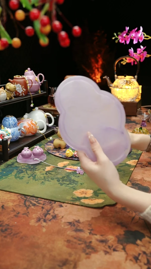 【闪购商品】紫色水晶琉璃壶承干泡垫