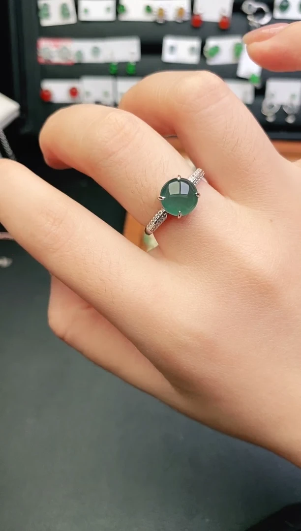 银S925镶嵌戒指翡翠0