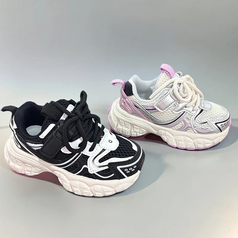 春季新款儿童网面透气双网男童女童时尚潮款超轻魔术贴运动鞋8011