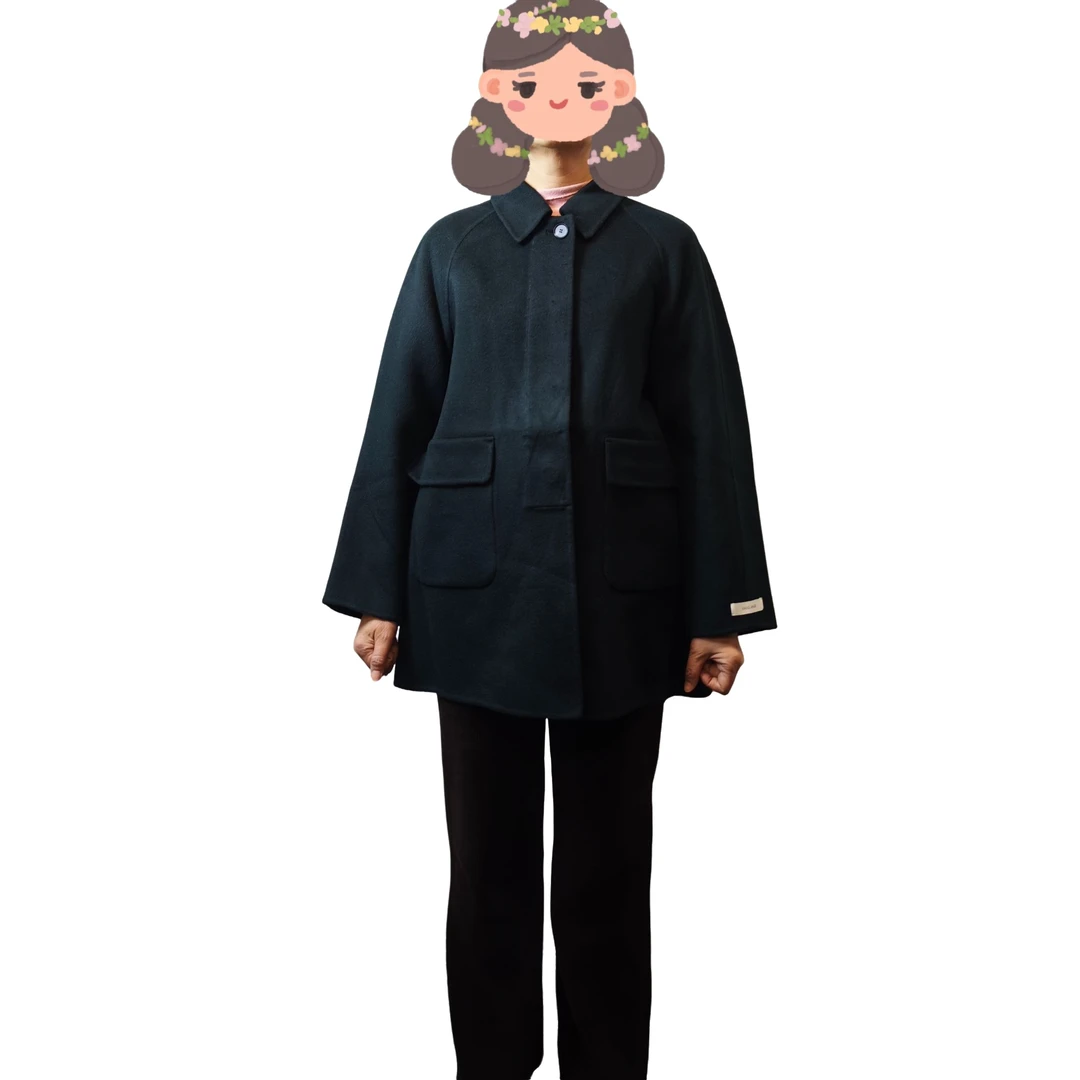 【259】女士中长款深绿色羊毛外套