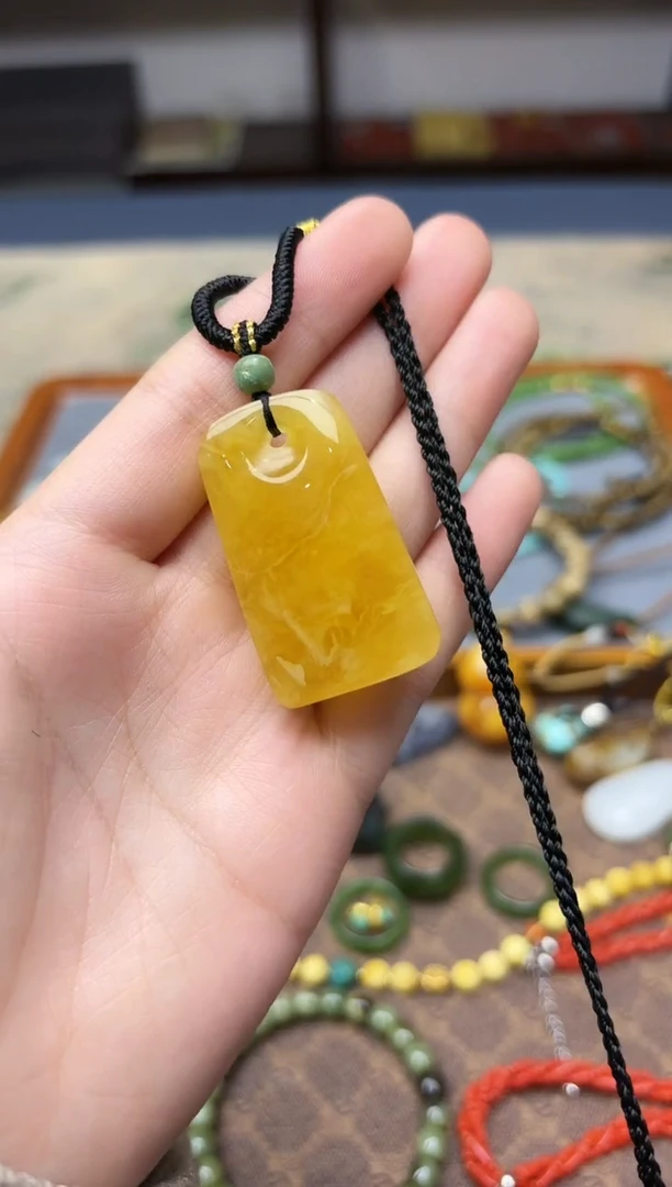 蜜蜡颈饰未镶嵌蜜蜡无事牌吊坠YX