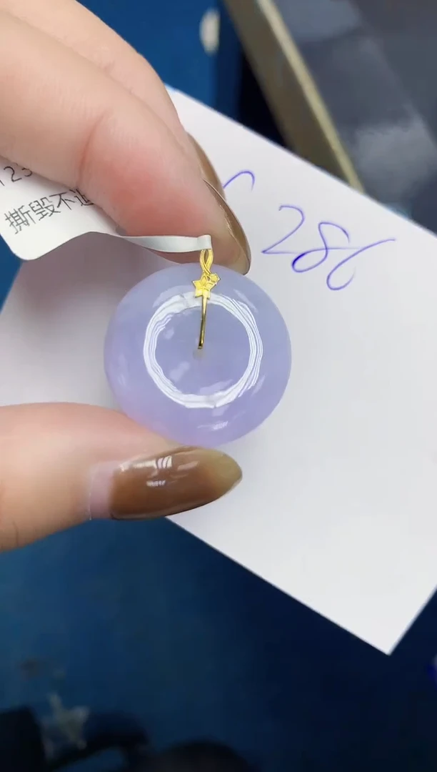 颈饰18K金镶嵌翡翠天然缅甸翡翠A货翡翠百元以上9元证书费自理