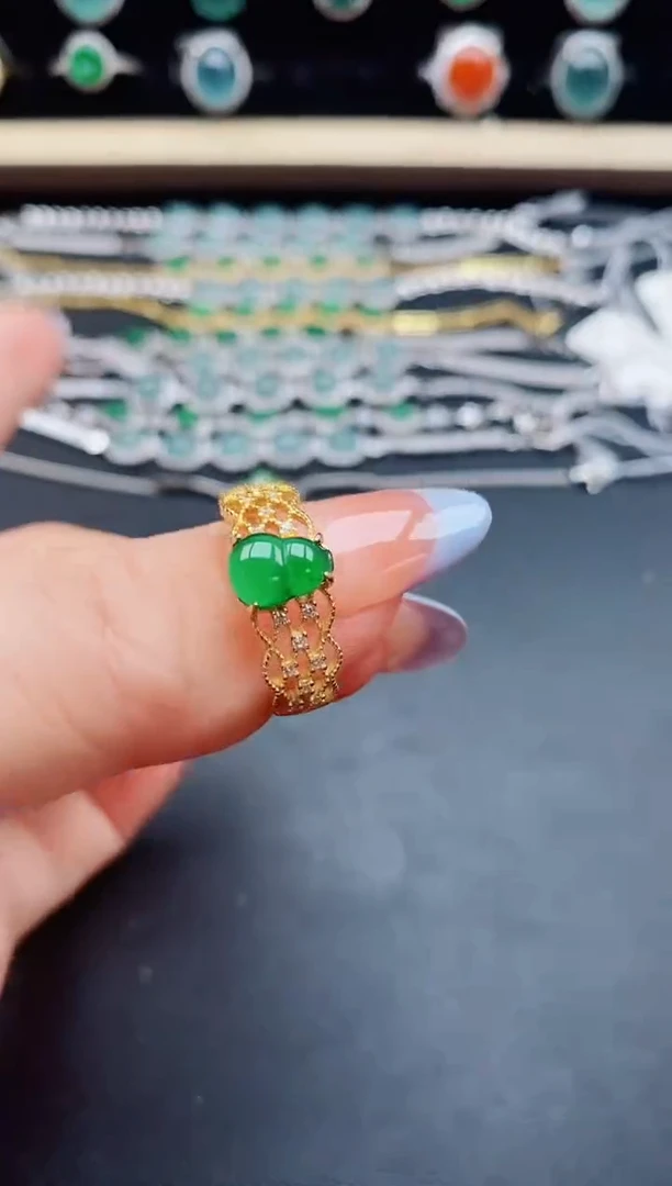 翡翠戒指银S925镶嵌213312