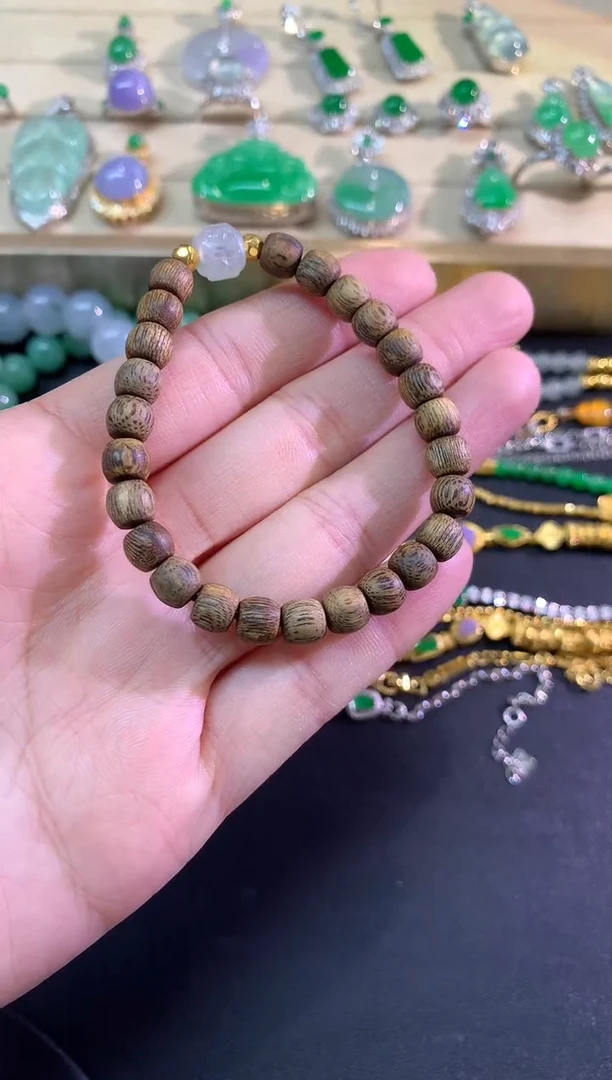 足金镶嵌手串翡翠手串|580+25