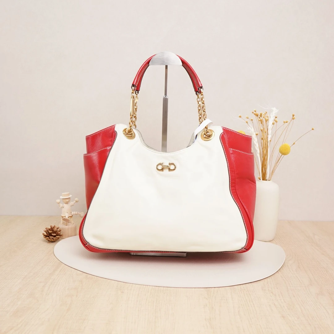 95新 FERRAGAMO/菲拉格慕 手提包拼色拼皮/DS023025