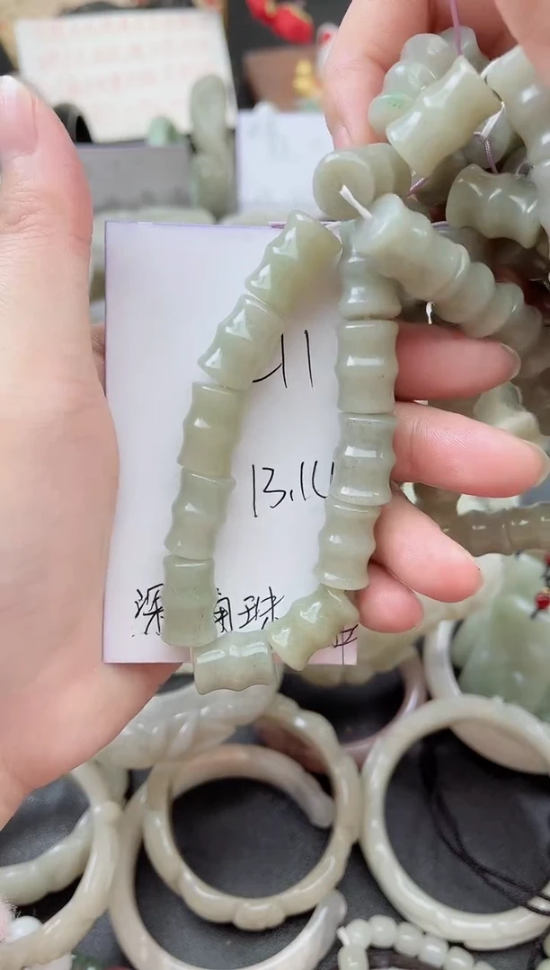 未镶嵌手镯石英质玉L11舍太桶珠深色12mm