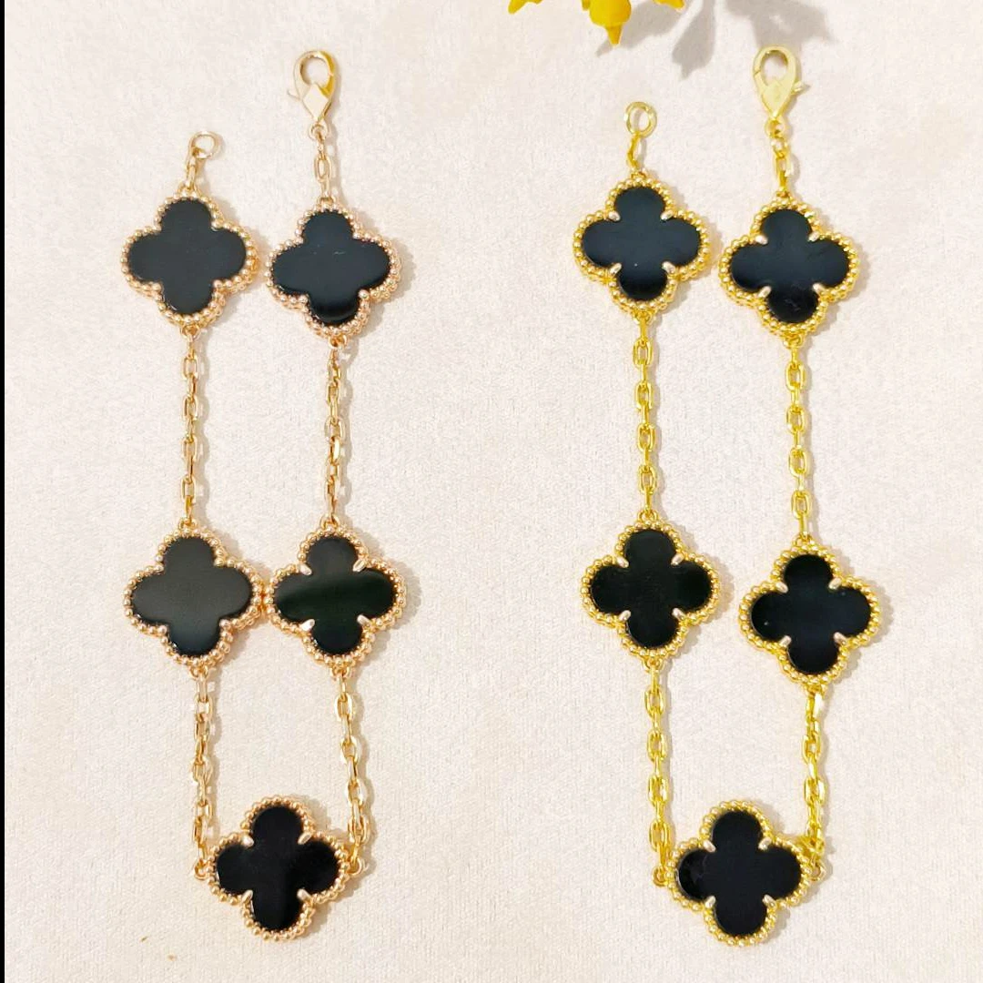 五花黑玛瑙手链 18k金镶嵌 气质百搭 多样性发一