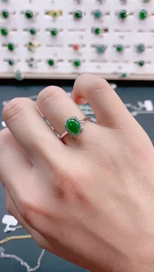 【闪购商品】翡翠戒指银S925镶嵌天然翡翠