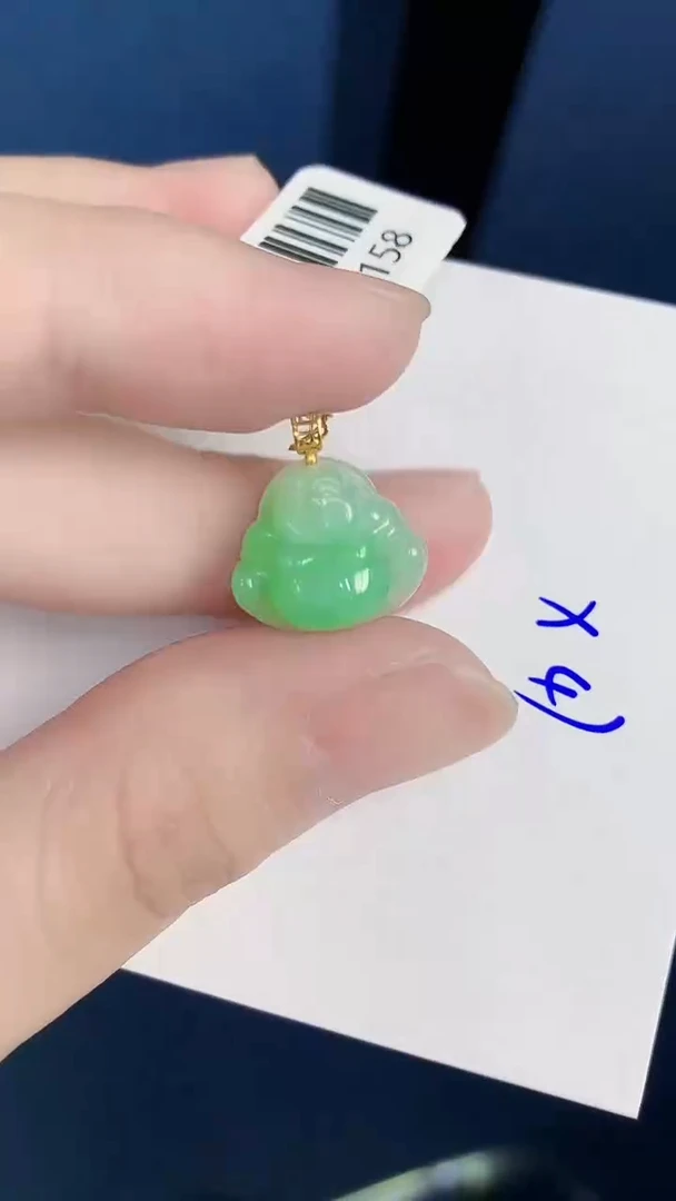 颈饰18K金镶嵌翡翠天然翡翠缅甸A货