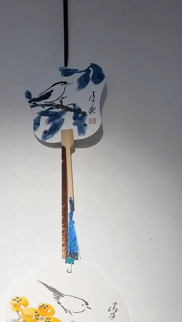 国画y/天津人美-李庚花鸟团扇作品