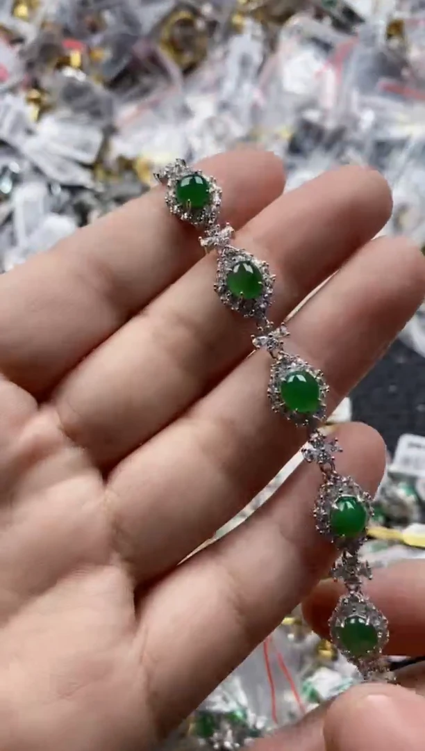 翡翠戒指银S925镶嵌2222     2