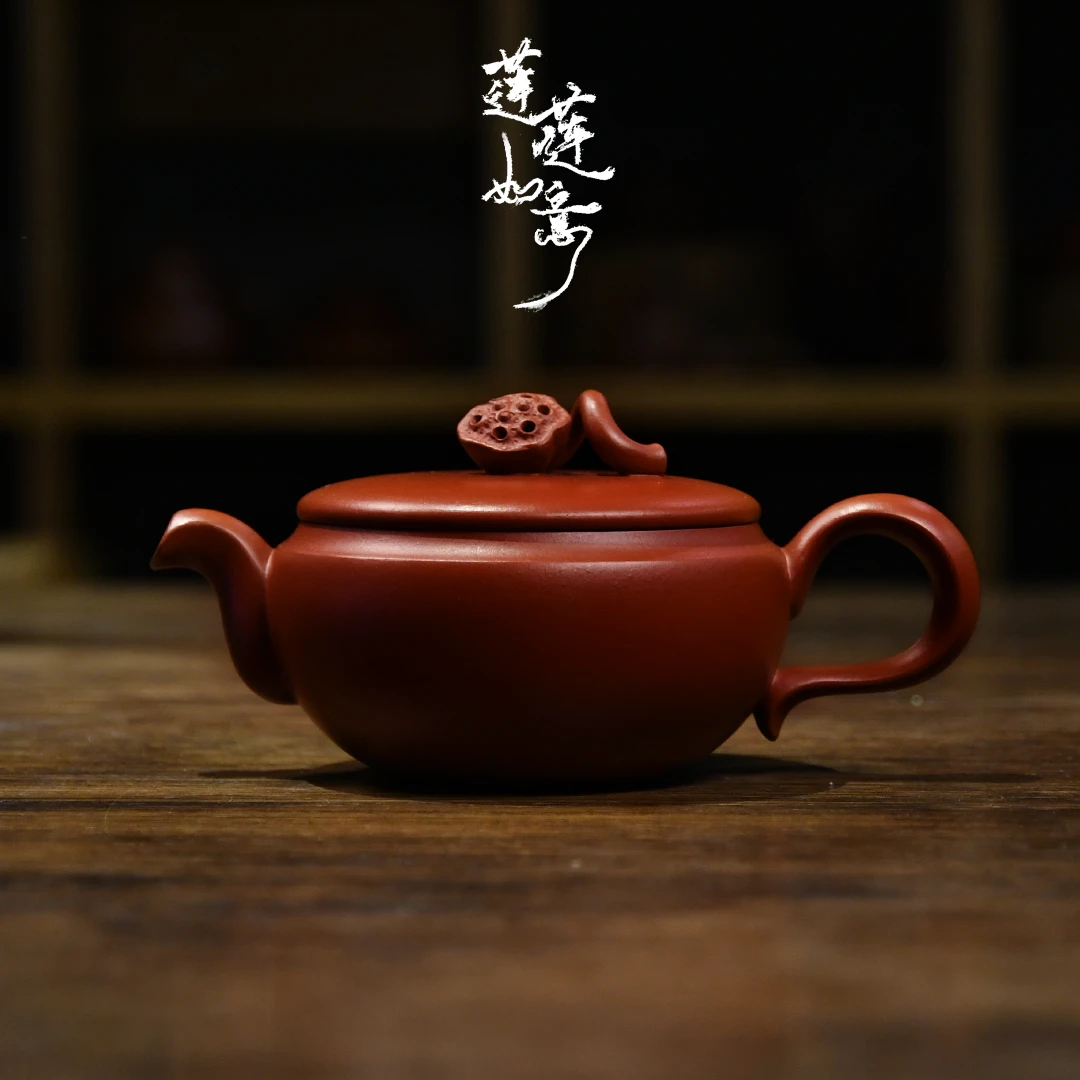 莲莲如意.钟贵河作品.朱泥手拉壶-100cc