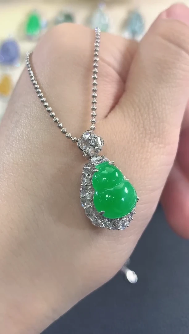 吊坠(不含链)18K金镶嵌翡翠b170