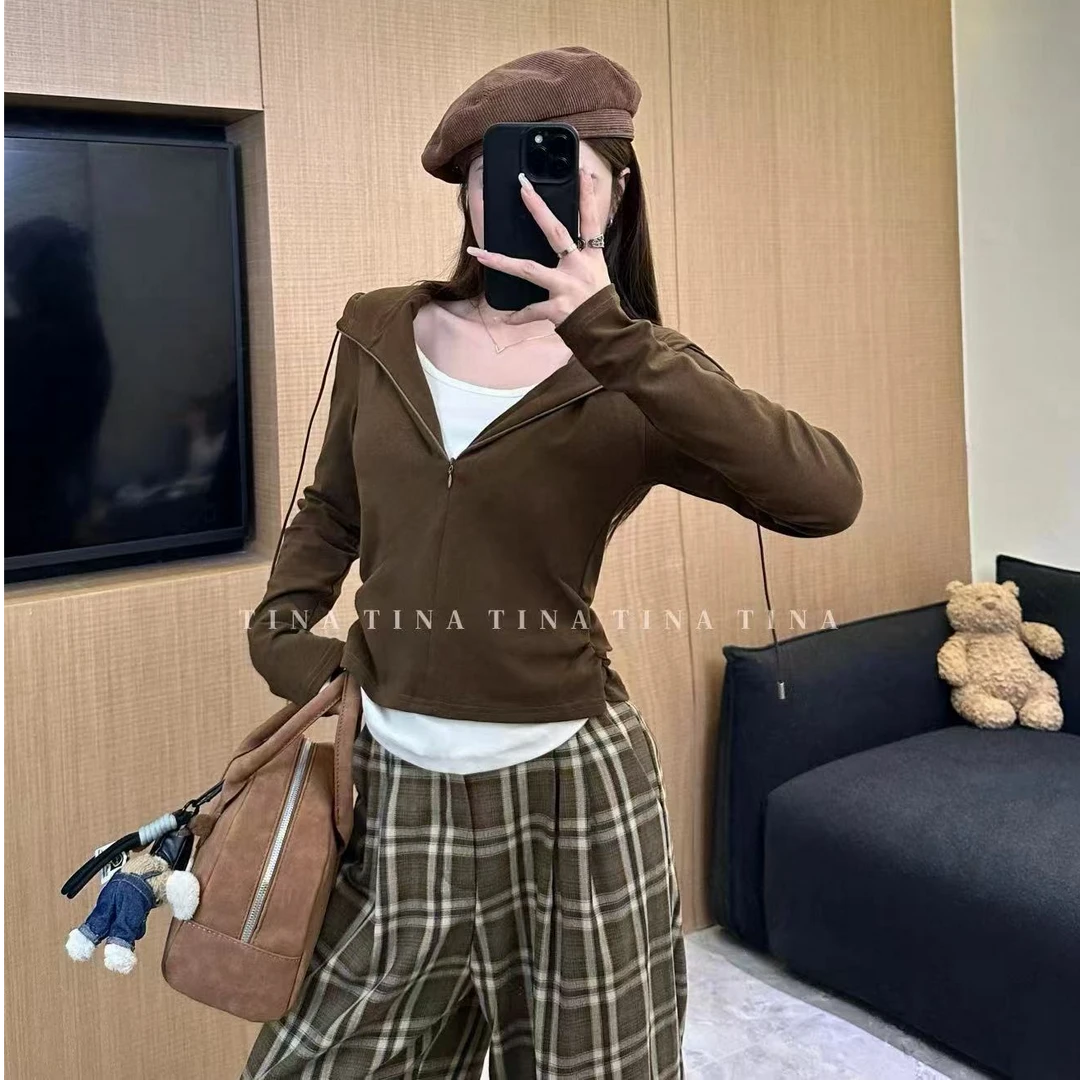 卫衣休闲裤设计师气质百搭显瘦早秋长袖上衣套装短款秋季修身