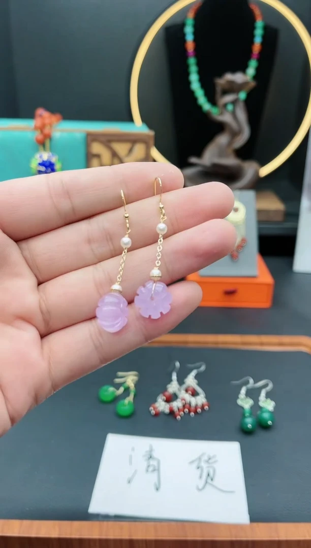 【闪购商品】玛瑙/玉髓耳钉银S925镶嵌504000