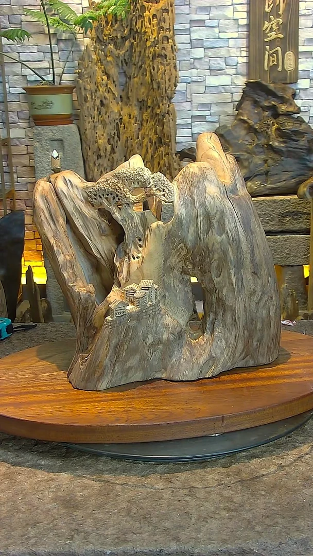 木香樟木山水摆件