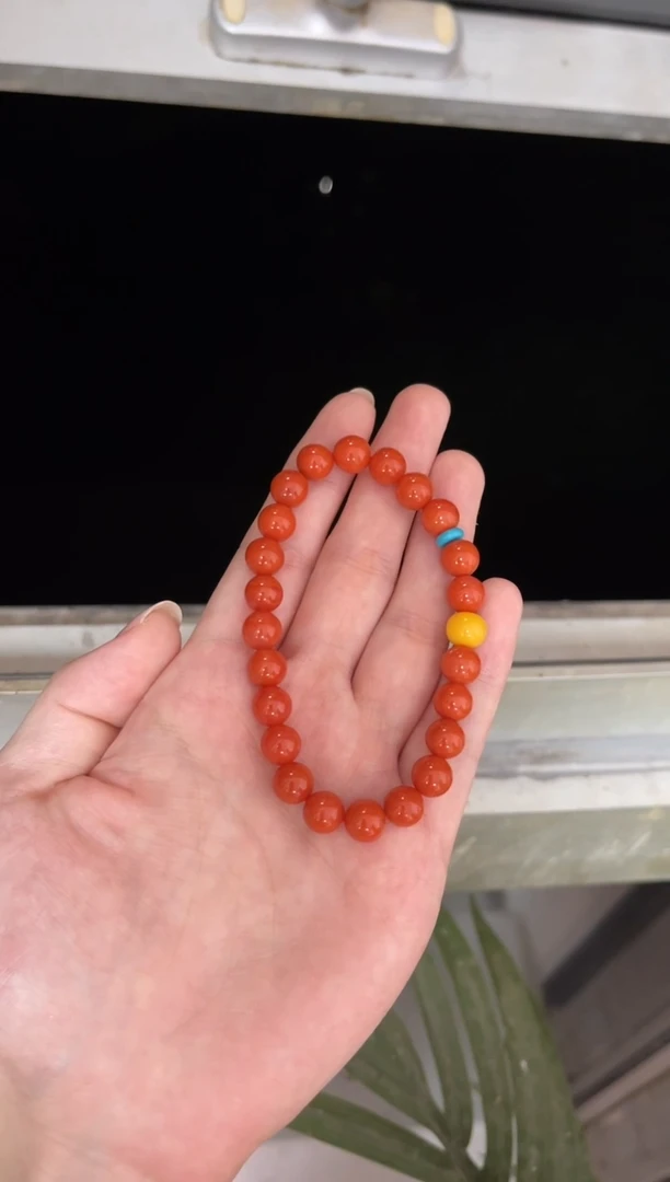 未镶嵌手串南红玛瑙QF-A451 单圈柿子红南红8mm