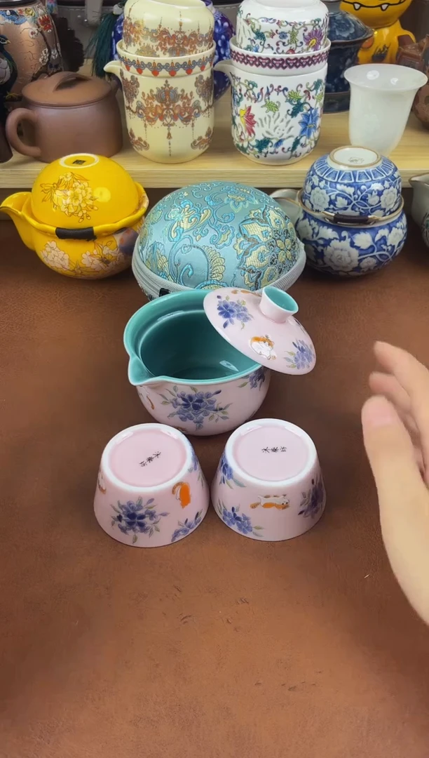 陶瓷茶具摆件旅行套组