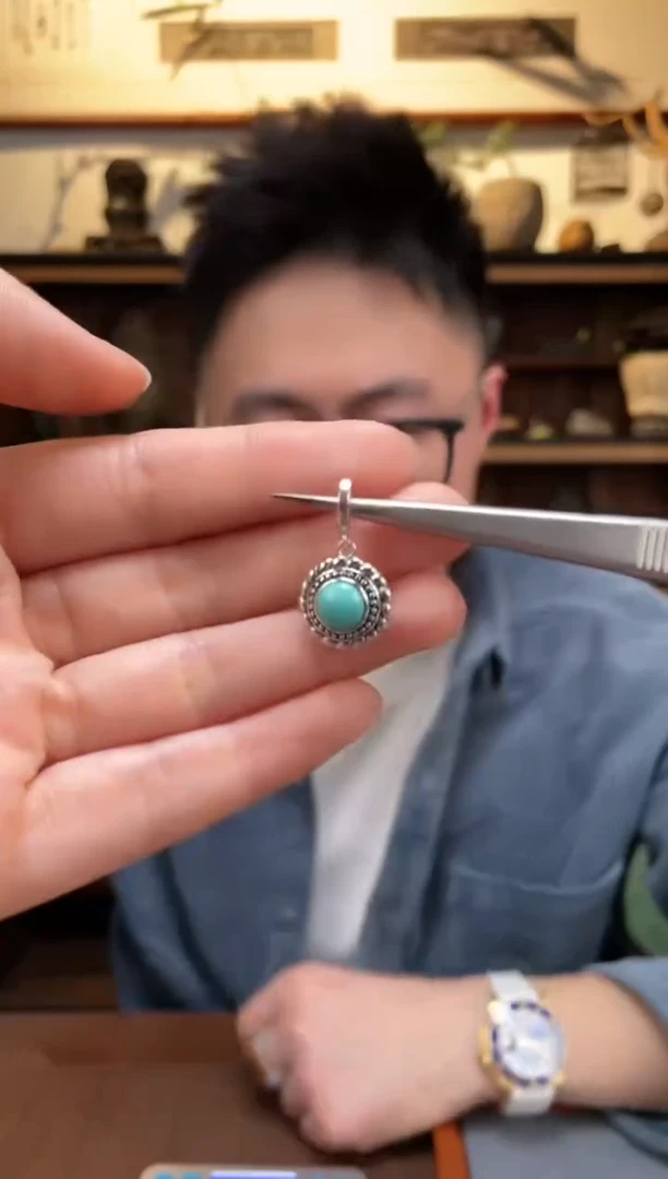 【闪购商品】绿松石吊坠银S925镶嵌绿松石吊坠SH赠链多样性发一